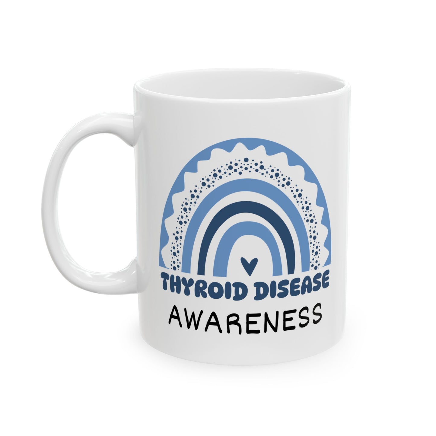 Thyroid Disease Big Awareness Rainbow | Lead-free Ceramic Mug, (11oz, 15oz)