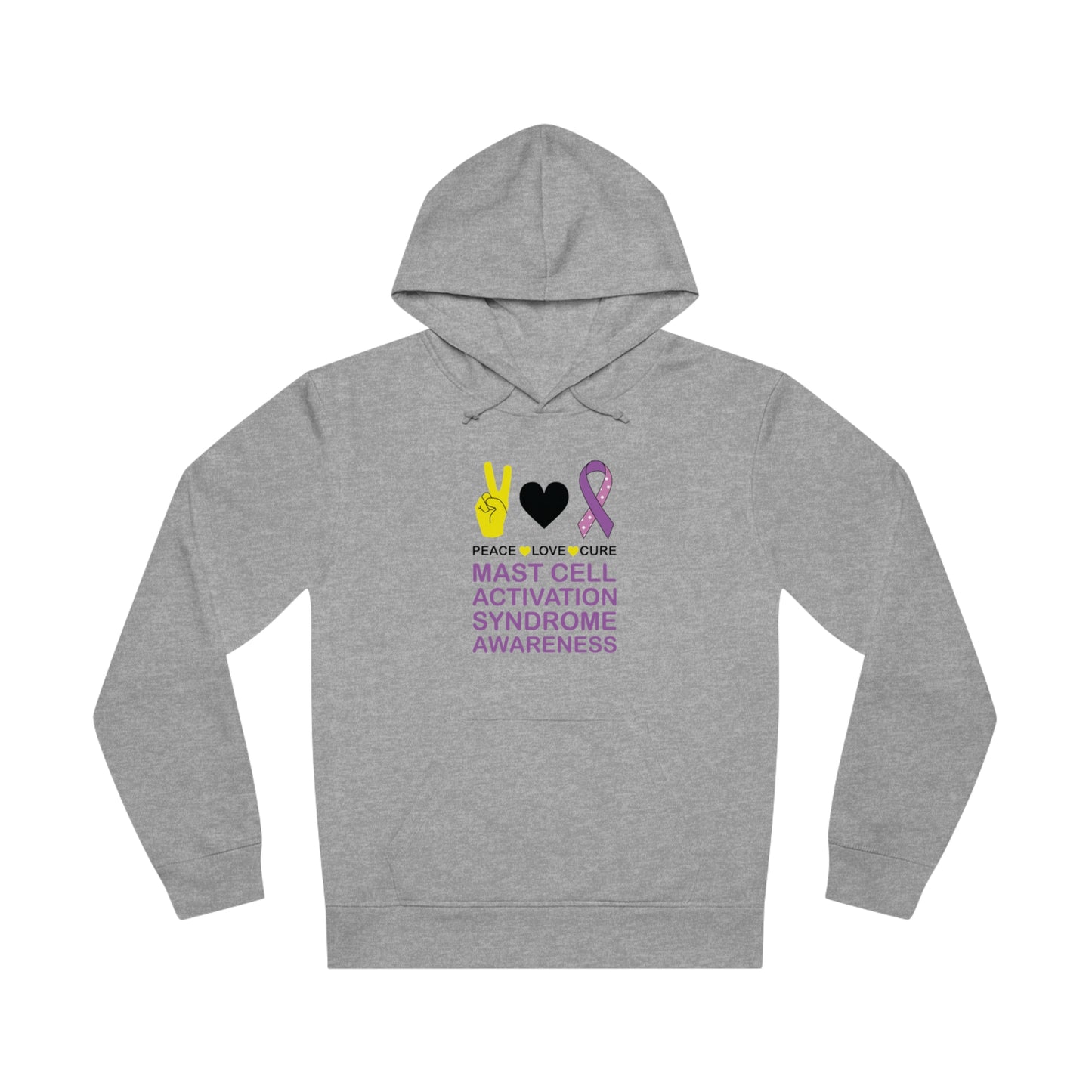 Peace Love Cure - Mast Cell Activation Syndrome, Unisex Organic Drummer Hoodie, Printed