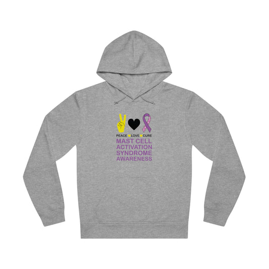 Peace Love Cure - Mast Cell Activation Syndrome, Unisex Organic Drummer Hoodie, Printed