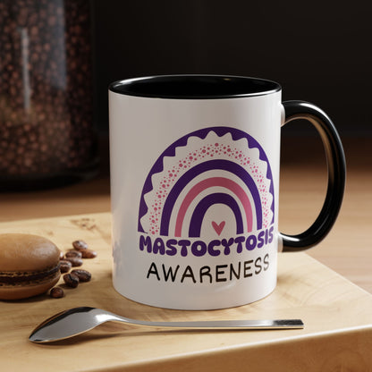 Mastocytosis Big Awareness Rainbow | Lead-free Accent Coffee Mug (11, 15oz)