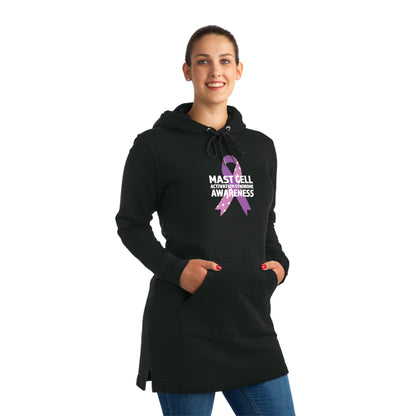 Awareness Ribbon - Mast Cell Activation Syndrome, Women's Streeter Organic Hoodie Dress (Dark), Printed