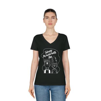 Embracing My Haunted Health Vibes, Women's Evoker V-Neck T-Shirt, Printed