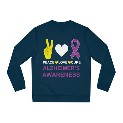 Peace Love Cure - Alzheimer's, Unisex Organic Sweatshirt, Printed