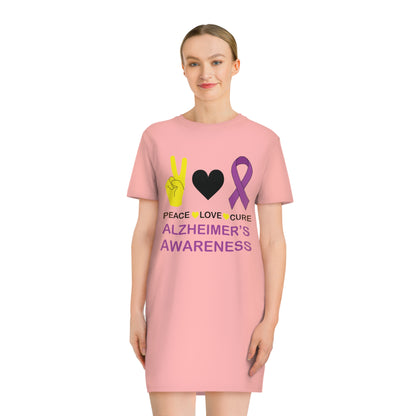 Peace Love Cure - Alzheimer's, Women's Spinner T-Shirt Dress, Printed