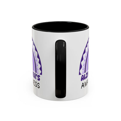 Alzheimer's Disease Big Awareness Rainbow | Lead-free Accent Coffee Mug (11, 15oz)