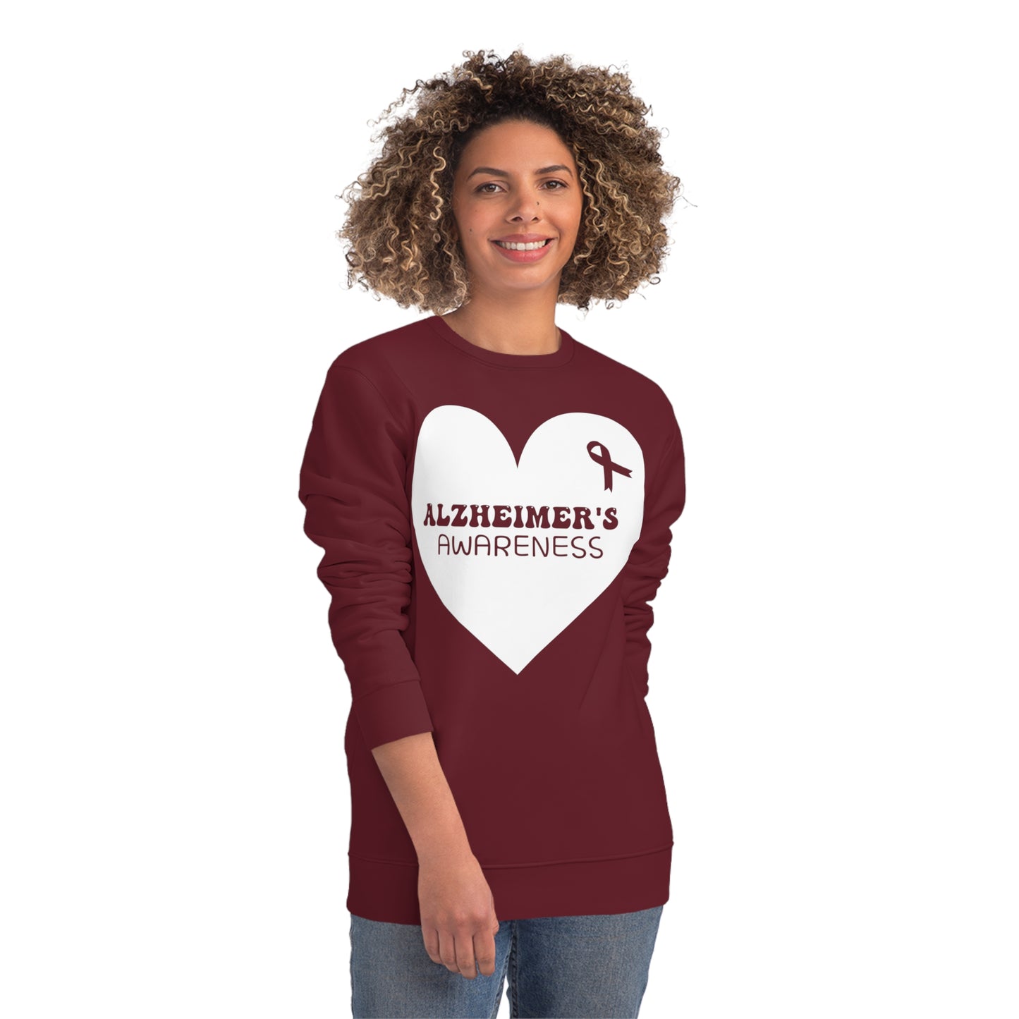 Awareness Heart - Alzheimer's, Unisex Organic Sweatshirt, Printed