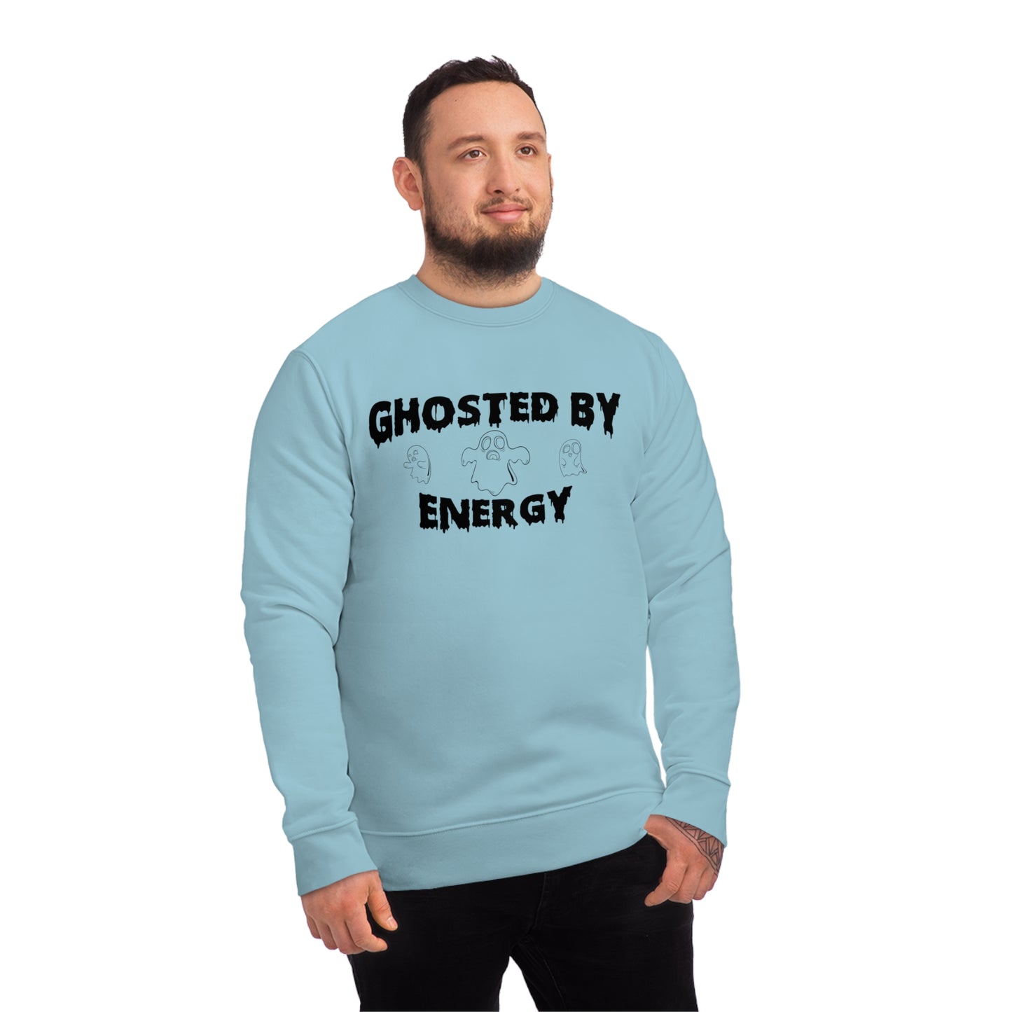 Ghosted by Energy with Spooky Ghosts, Unisex Organic Sweatshirt, Printed