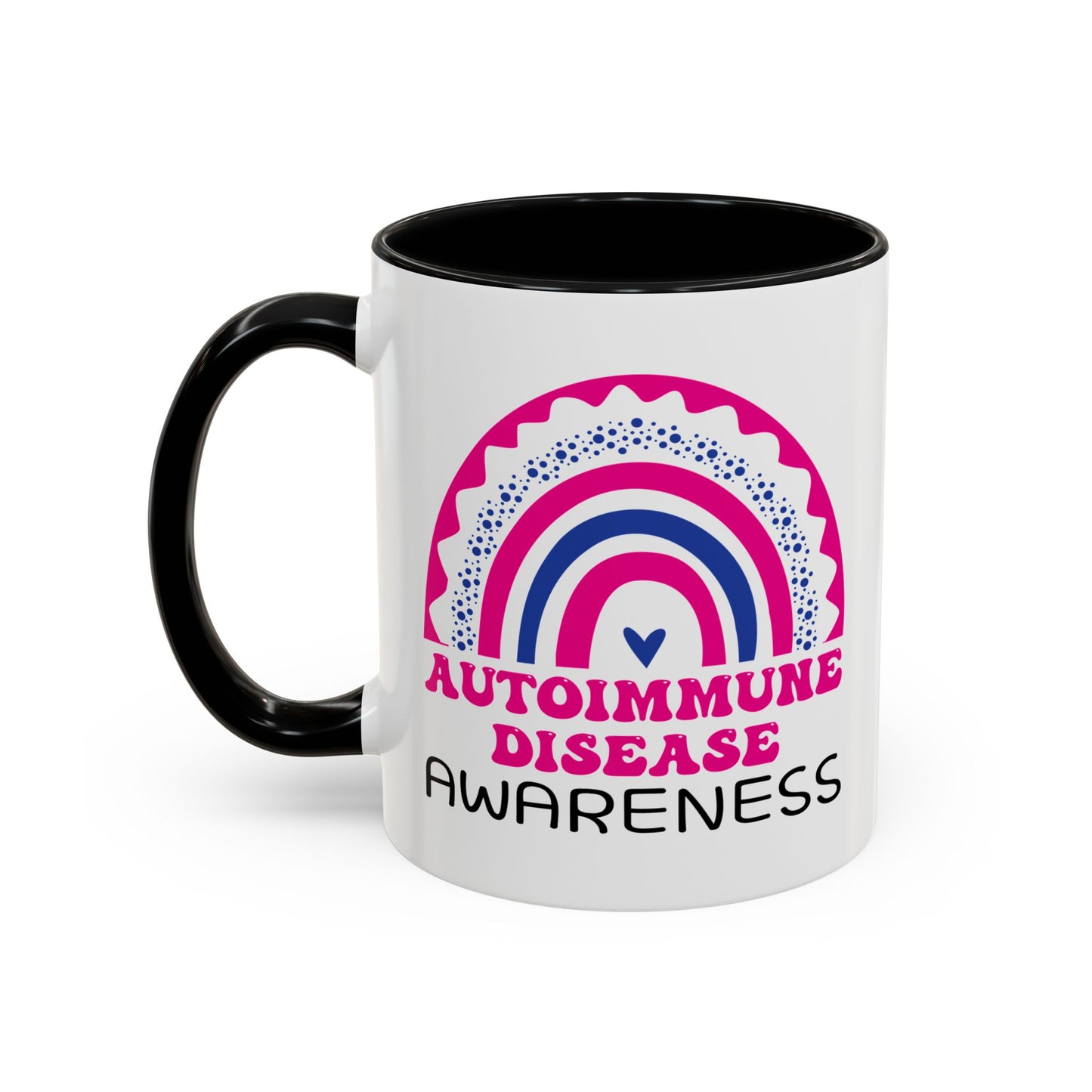 Autoimmune Disease Big Awareness Rainbow | Lead-free Accent Coffee Mug (11, 15oz)