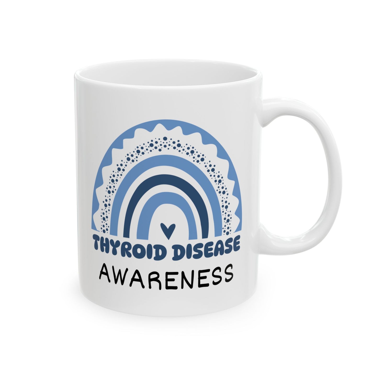 Thyroid Disease Big Awareness Rainbow | Lead-free Ceramic Mug, (11oz, 15oz)