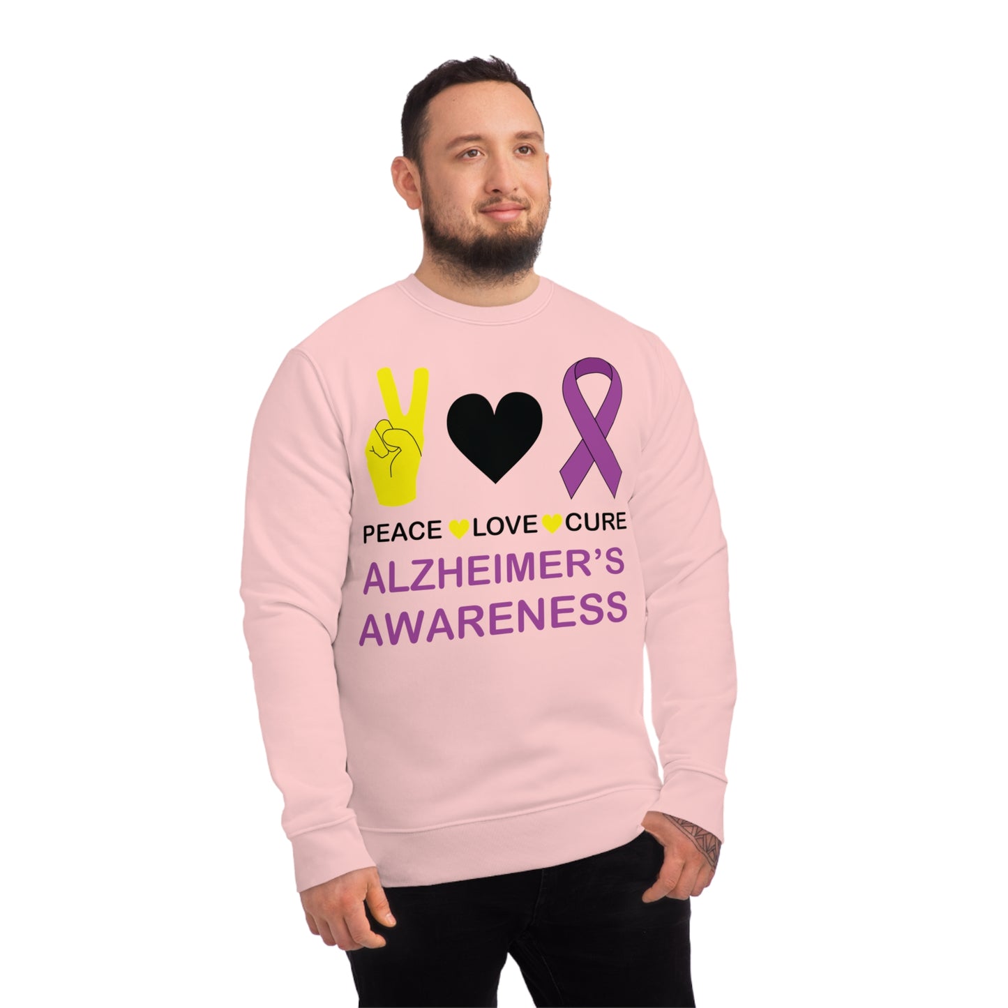 Peace Love Cure - Alzheimer's, Unisex Organic Sweatshirt, Printed