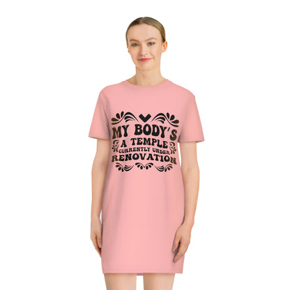 My Body's A Temple..., Women's Spinner T-Shirt Dress, Printed