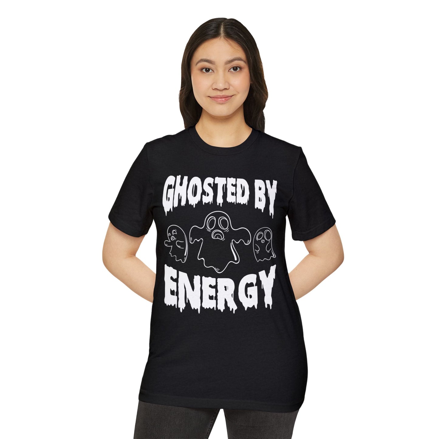 Ghosted by Energy with Spooky Ghosts, Unisex Organic Cotton T-shirt, Printed