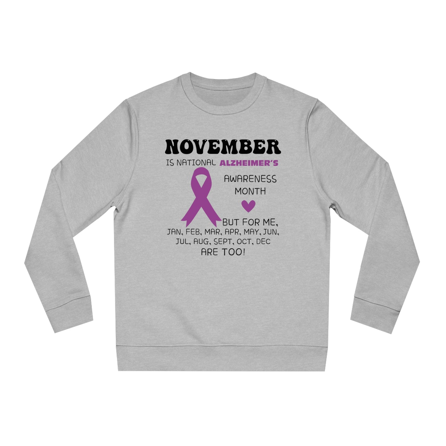 Awareness Month - Alzheimer's, Unisex Organic Sweatshirt, Printed