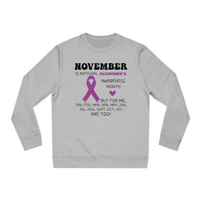 Awareness Month - Alzheimer's, Unisex Organic Sweatshirt, Printed