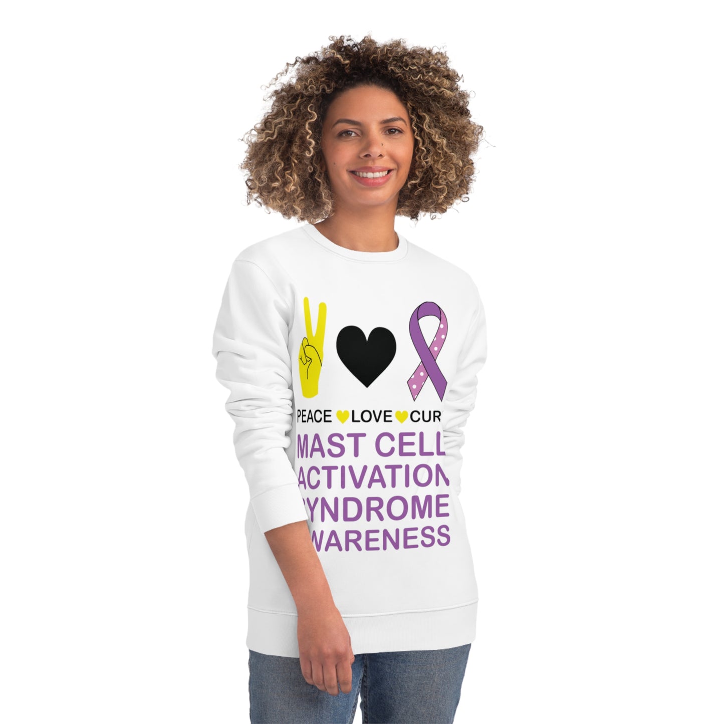 Peace Love Cure - Mast Cell Activation Syndrome, Unisex Organic Sweatshirt, Printed