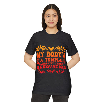 My Body's A Temple..., Unisex Organic Cotton T-shirt (Colorful), Printed