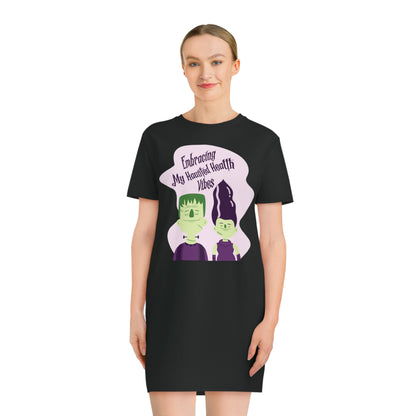 Embracing My Haunted Health Vibes, Women's Spinner T-Shirt Dress, Printed