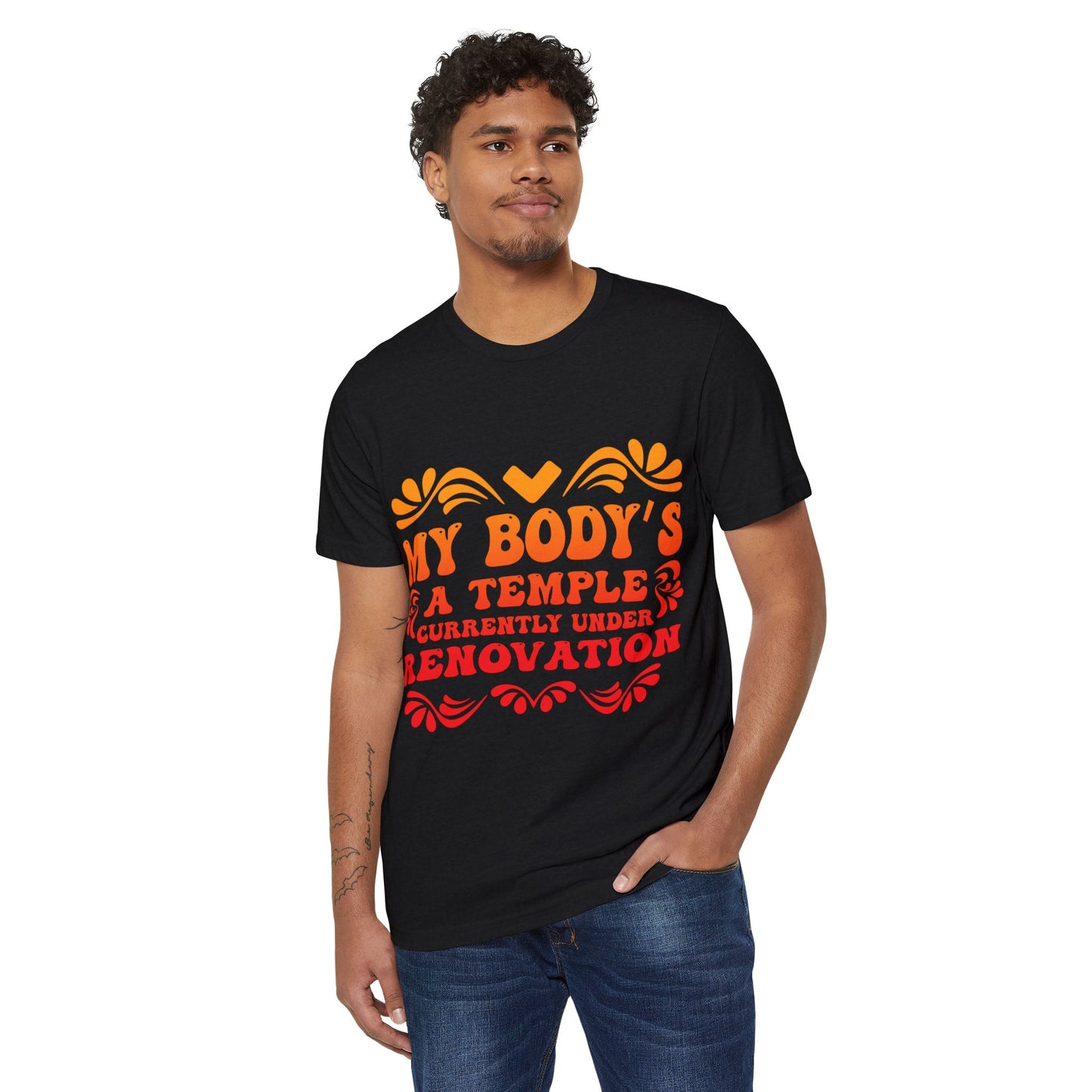 My Body's A Temple..., Unisex Organic Cotton T-shirt (Colorful), Printed