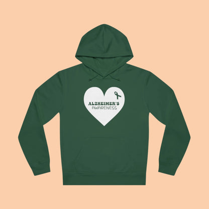 A dark green Alzheimer's Awareness heart hoodie