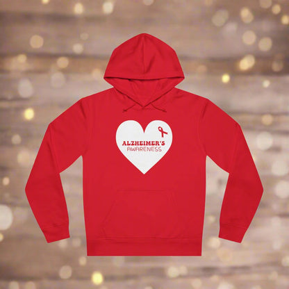 An Alzheimer's Awareness red hoodie with holiday lights