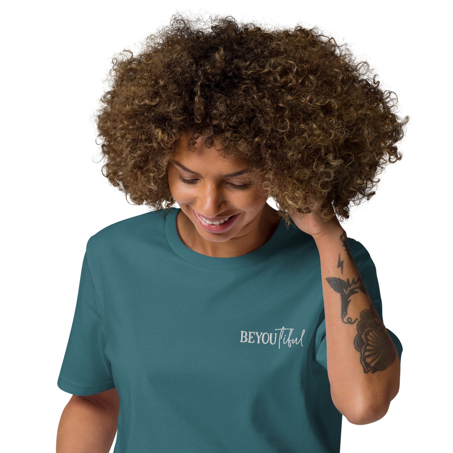 BeYouTiful, Unisex Organic Cotton T-Shirt (Dark), Embroidered